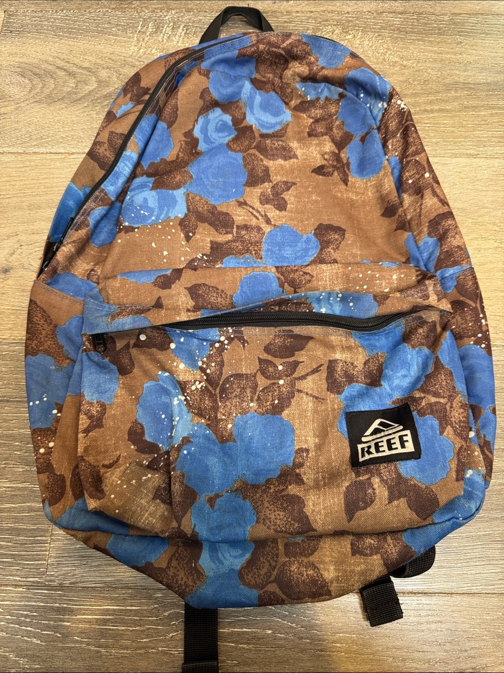 Reef Brown Backpack with Blue Floral Print